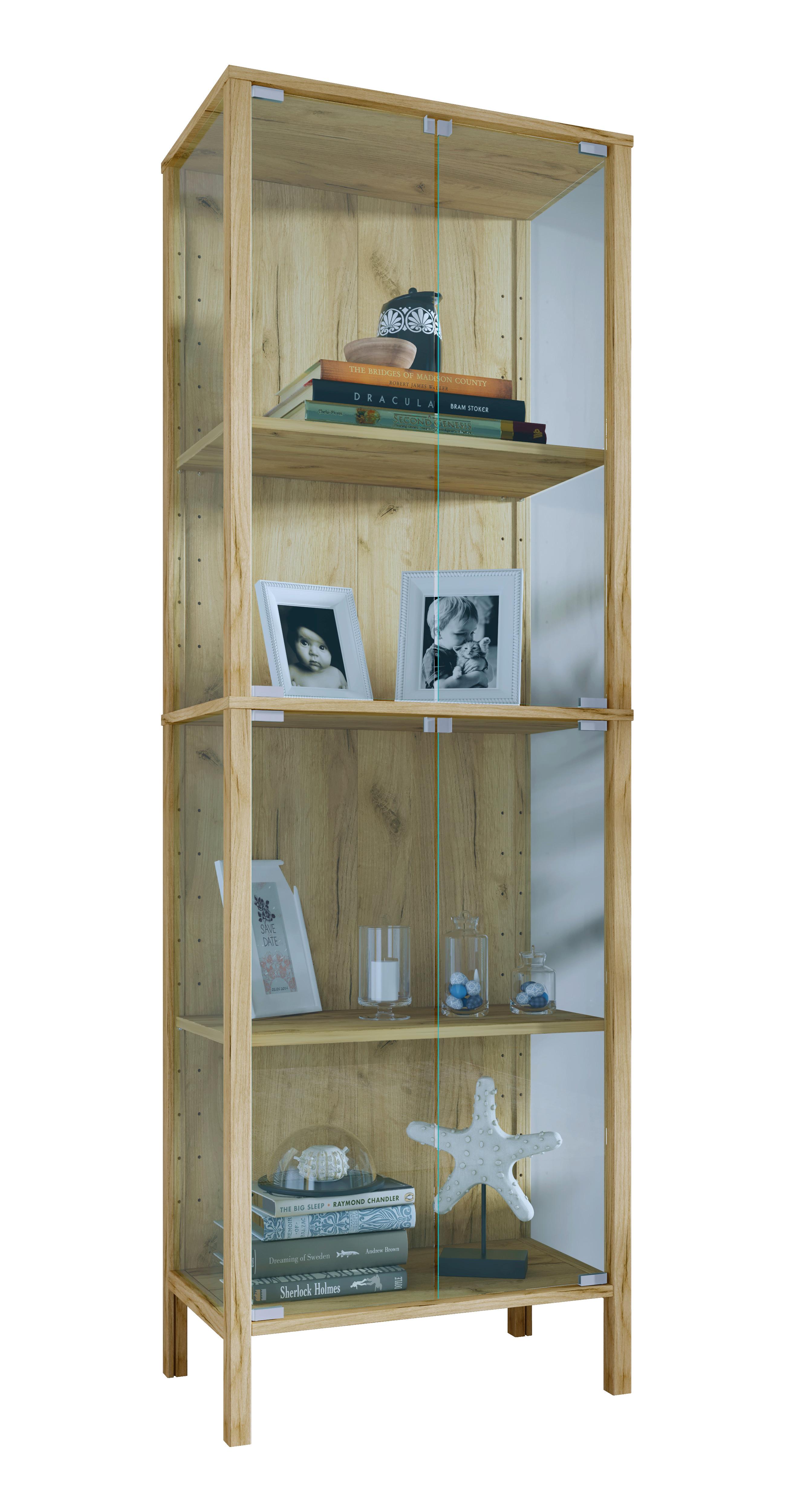 Vitrine Jensol Honigeiche/Klar - Honigeiche/Klar, Design, Glas/Holzwerkstoff (60/178/35cm) - Livetastic