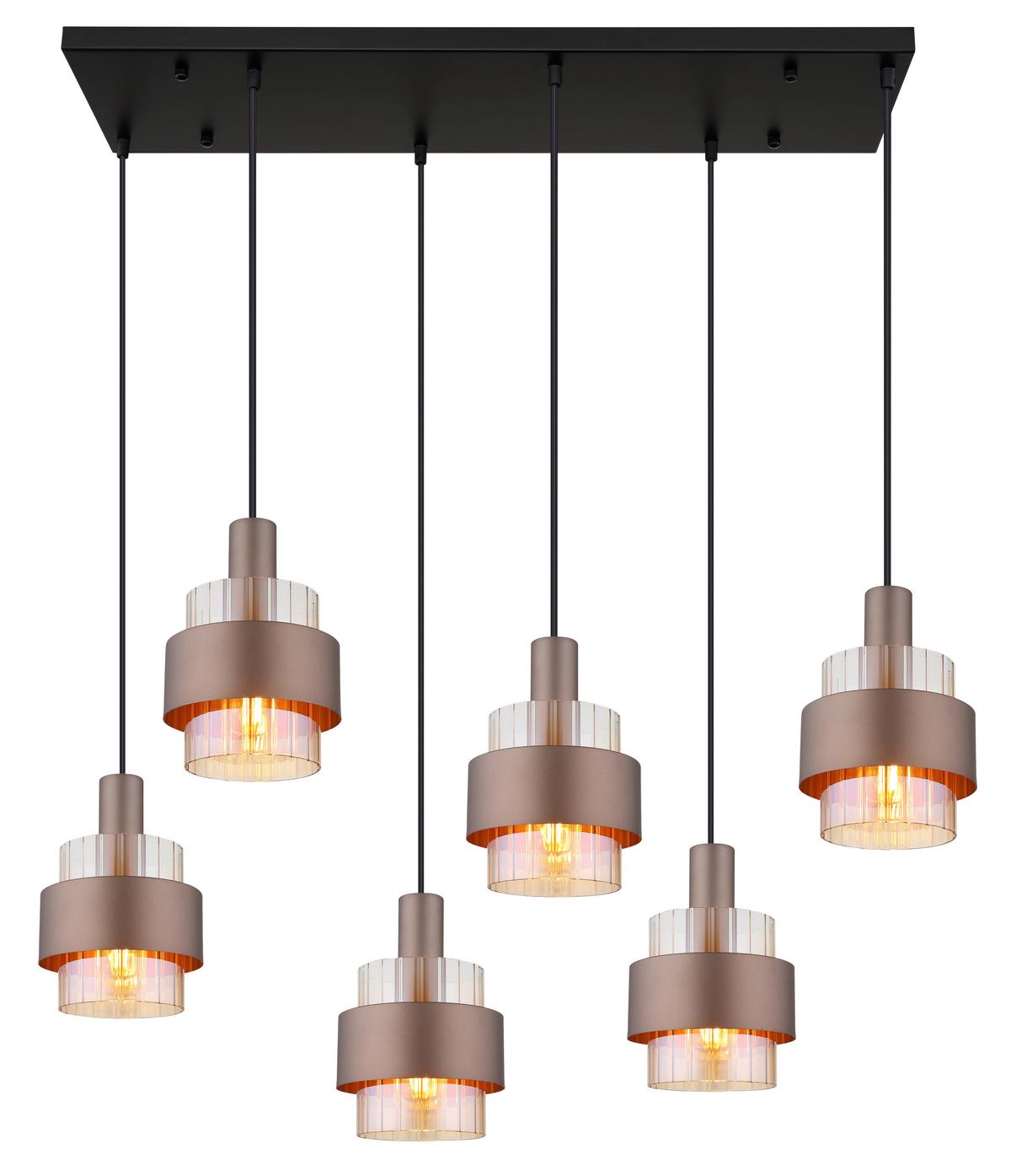 Viseća Svjetiljka Brončana Boja - narančasta/brončane boje, Design, staklo/metal (96/34,5cm) - Globo