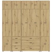 Kleiderschrank Kivo Eiche Artisan - Schwarz/Eiche Artisan, Basics, Holzwerkstoff/Kunststoff (225/239,4/52,1cm) - Based