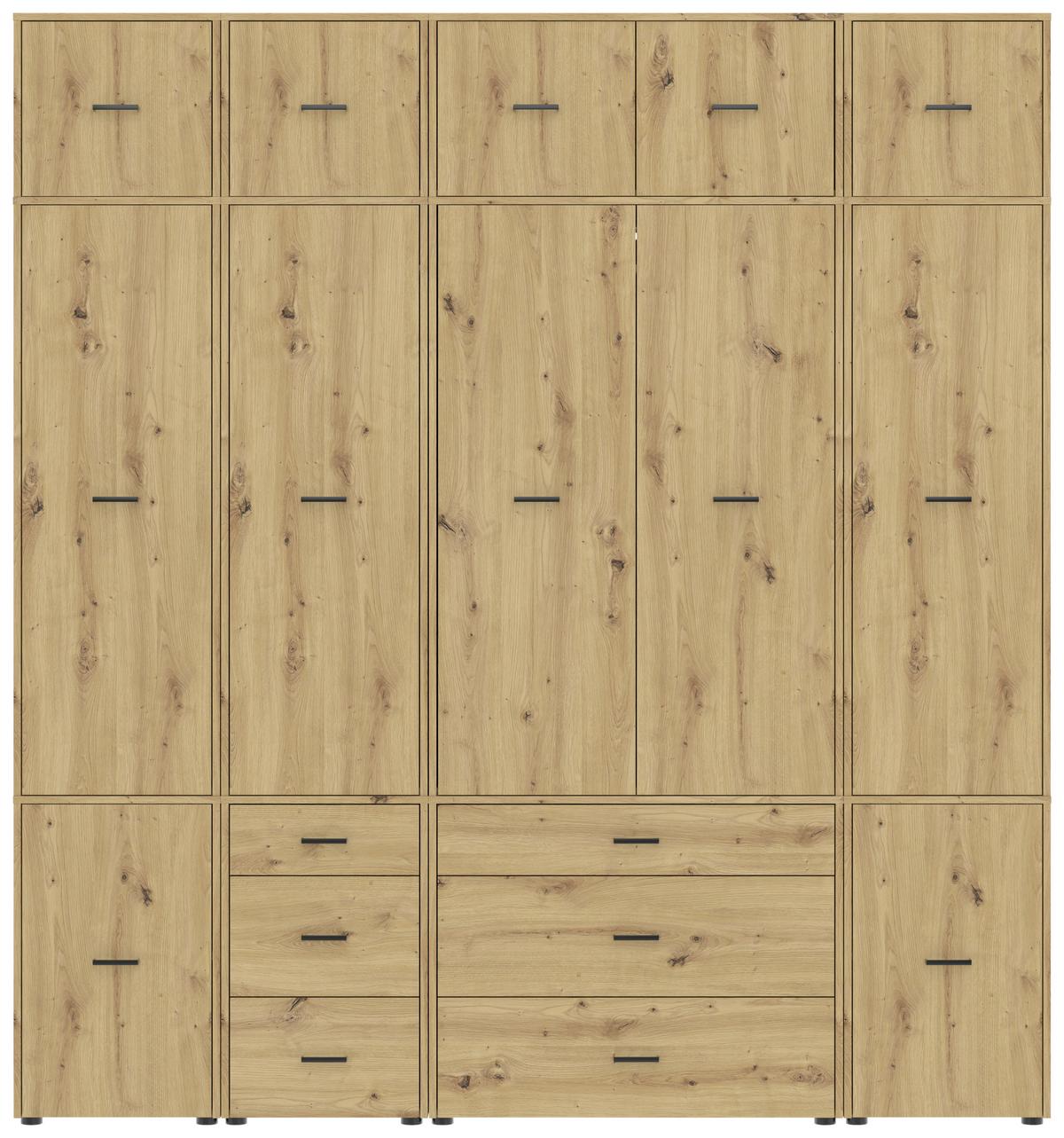 Kleiderschrank Kivo Eiche Artisan - Schwarz/Eiche Artisan, Basics, Holzwerkstoff/Kunststoff (225/239,4/52,1cm) - Based