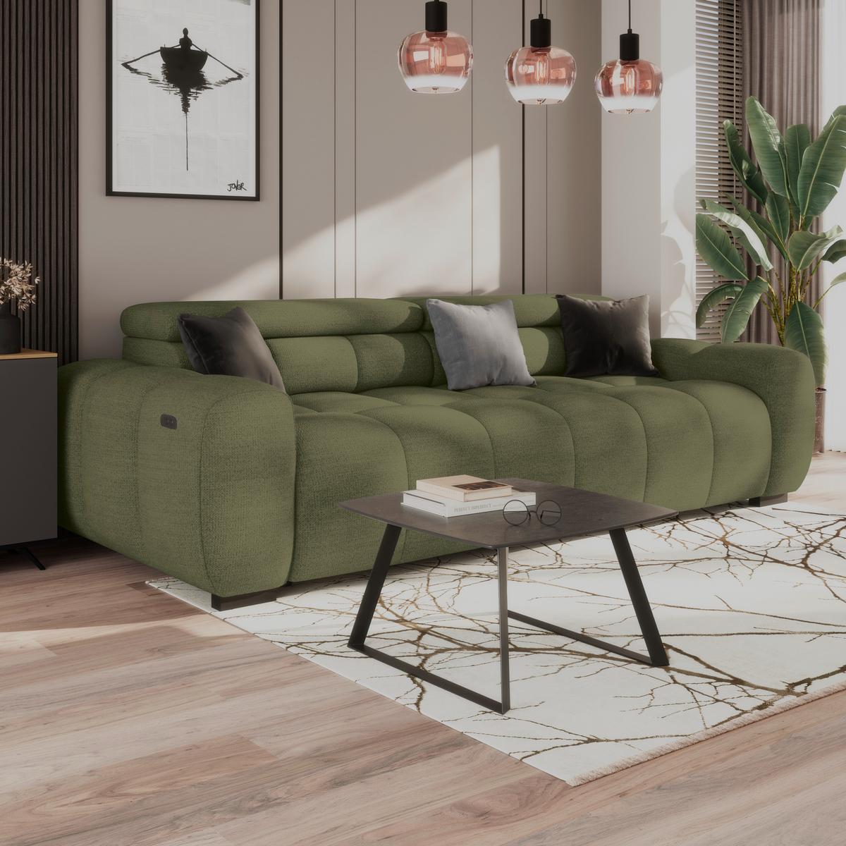 Velika Sofa Bull - tamno zelena/crna, Design, tekstil/plastika (248/77-97/108cm) - Luca Bessoni