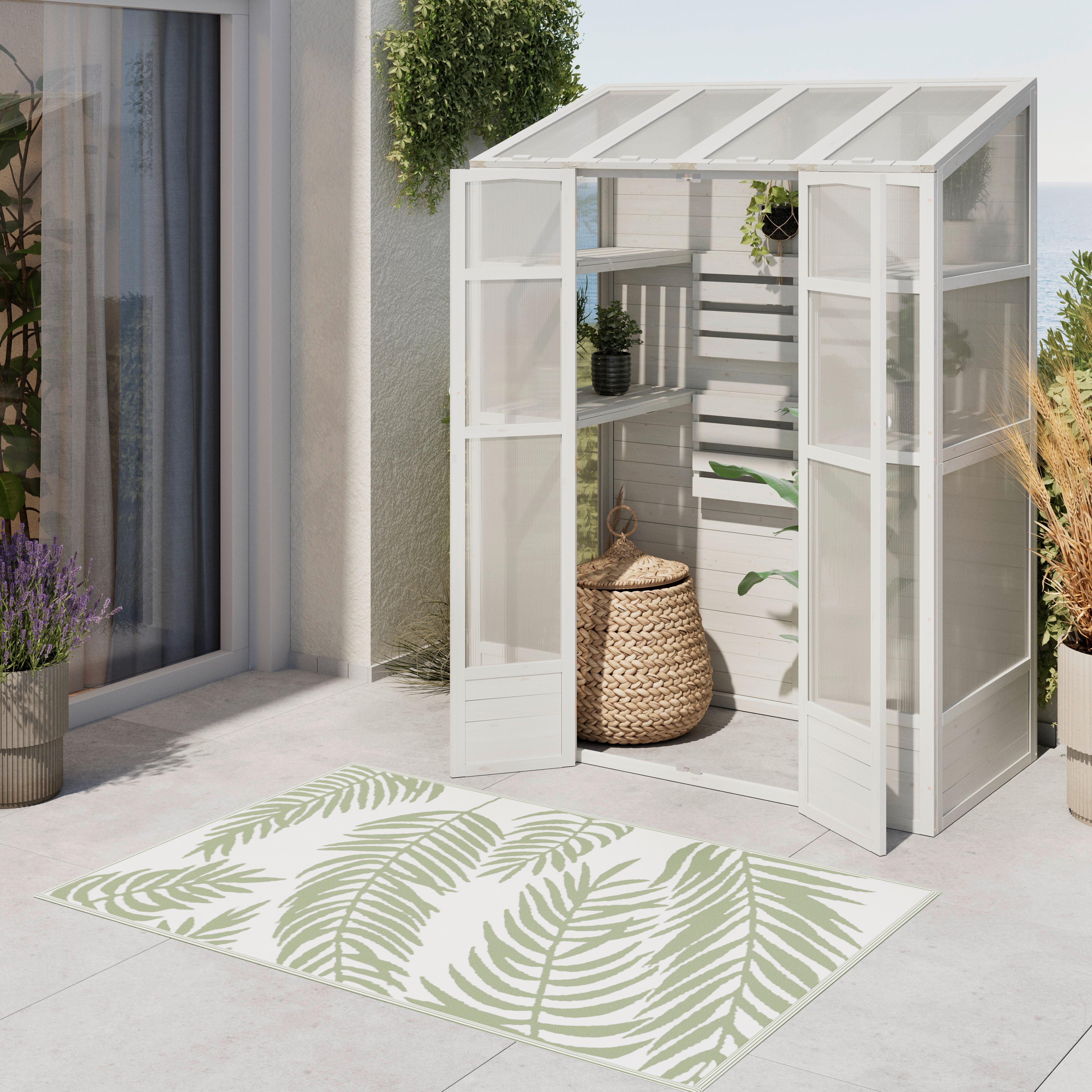 Gartenschrank Erin Weiß Echtholz/Kunststoff - Weiß, MODERN, Holz/Kunststoff (147/195/74cm) - Bessagi Garden