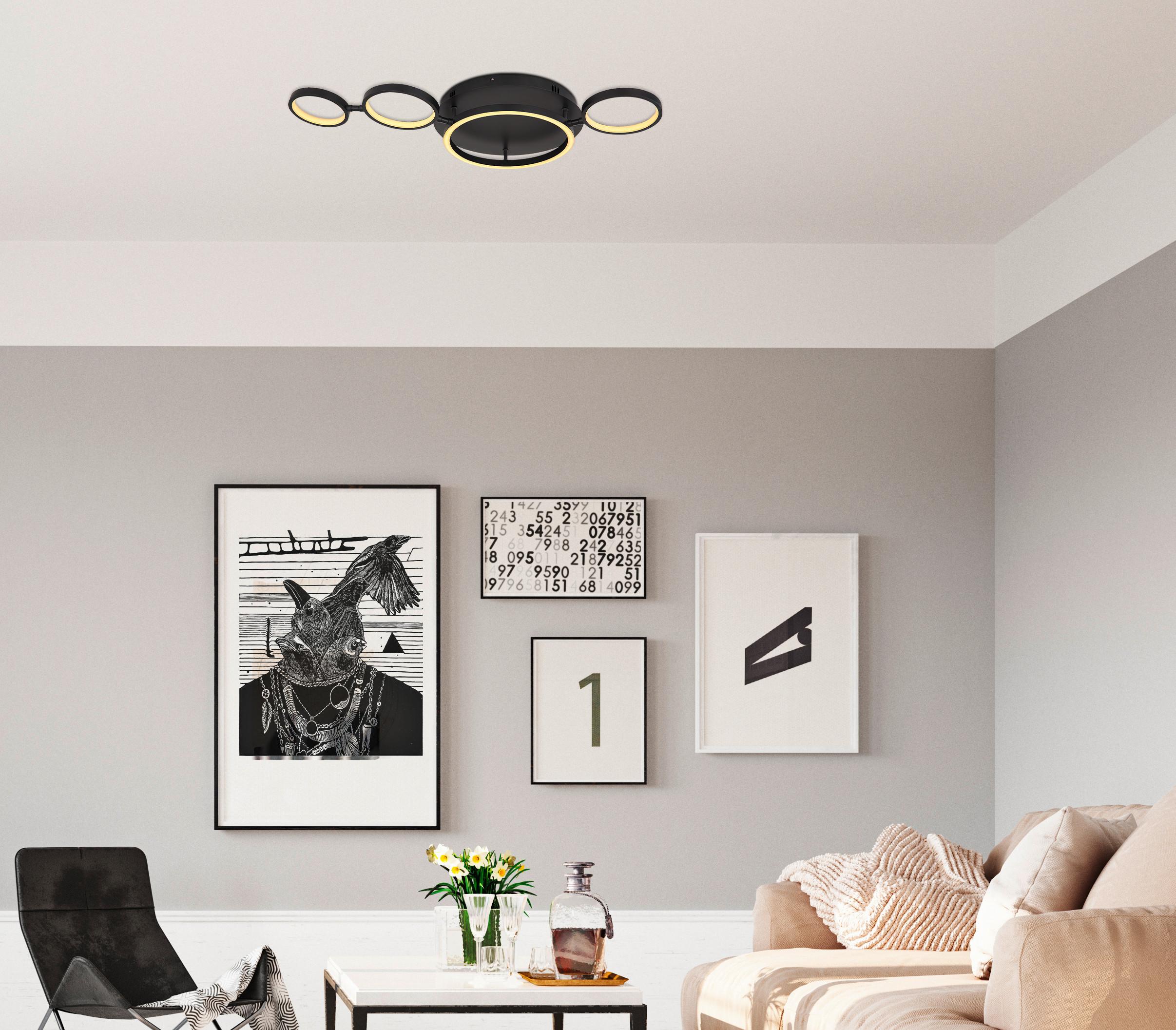 Led Mennyezeti Lámpa 67252-23 - fekete/opál, Design, műanyag/fém (79/39/11,5cm) - Globo