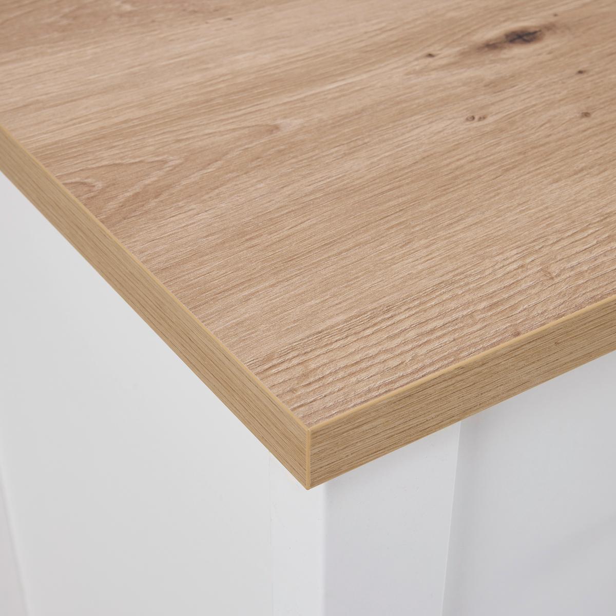 Kommode Sicilia Weiß/Eiche - Silberfarben/Weiß, ROMANTIK / LANDHAUS, Holzwerkstoff/Metall (53/92/45cm) - Mömax