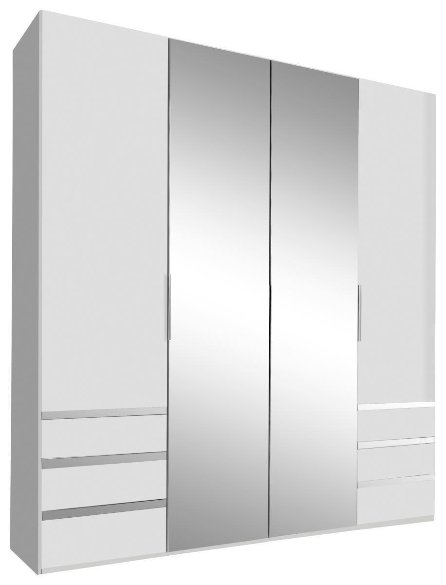 Drehtürenschrank Level 36A mit Spiegel ca. 200 cm Alpinweiß - Chromfarben/Silberfarben, MODERN, Glas/Holzwerkstoff (200/216/58cm) - MID.YOU
