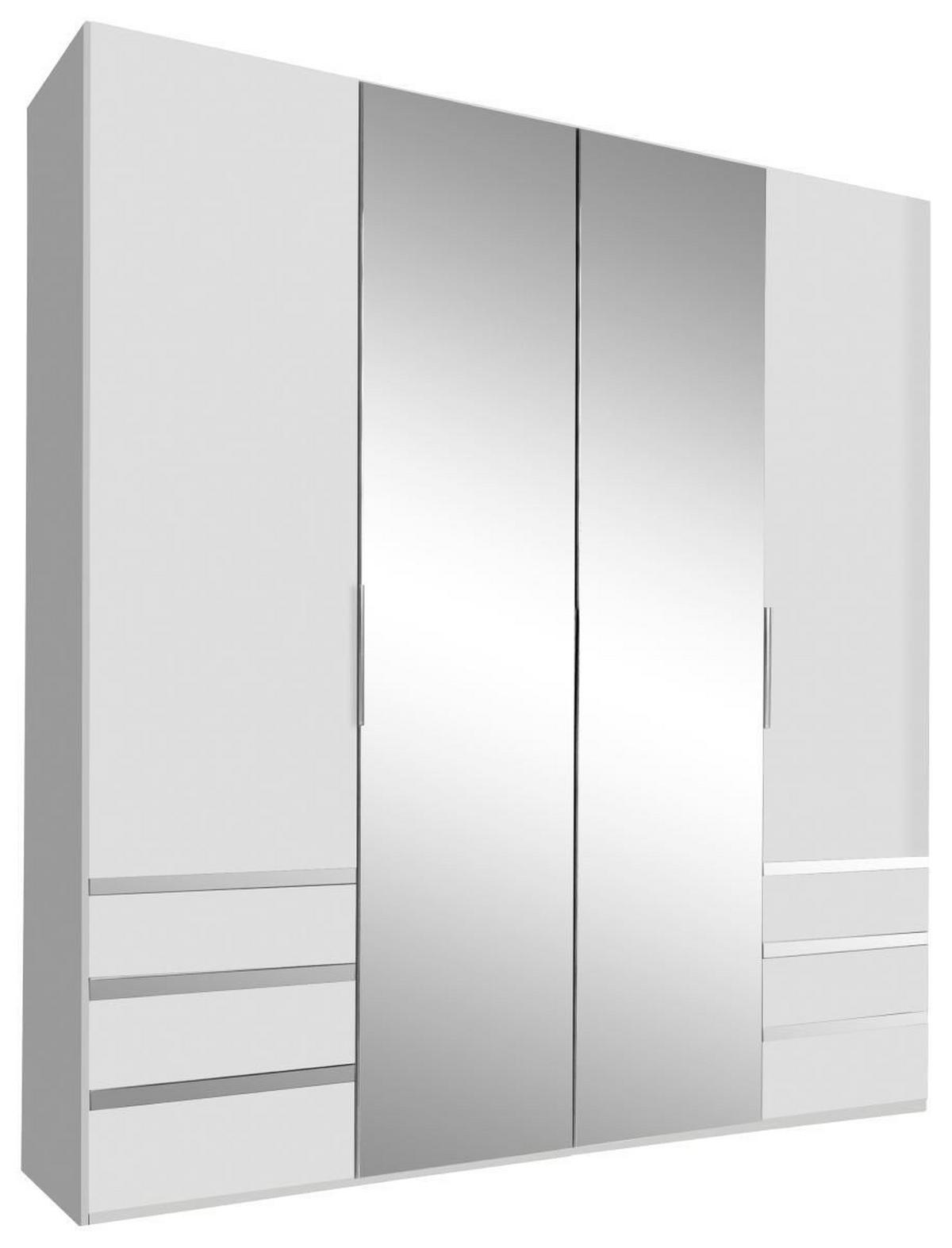 Drehtürenschrank Level 36A mit Spiegel ca. 200 cm Alpinweiß - Chromfarben/Silberfarben, MODERN, Glas/Holzwerkstoff (200/216/58cm) - MID.YOU