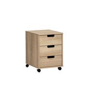 Rollcontainer Emmik Weiß/Eichefarben - Eichefarben/Schwarz, MODERN, Holzwerkstoff/Kunststoff (40,1/57/50cm) - MID.YOU