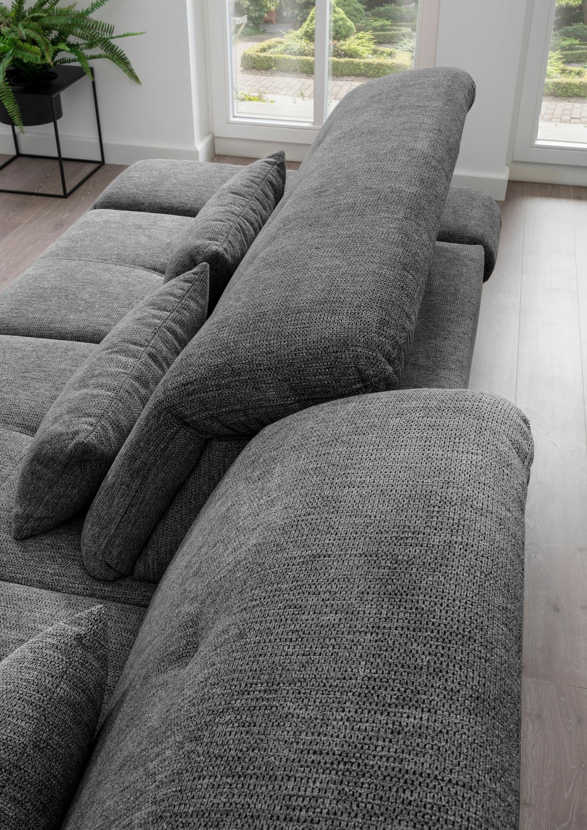 Ecksofa Dalida Anthrazit Chenille m. Bettkasten - Chromfarben/Anthrazit, Design, Textil/Metall (280/254cm) - Livetastic