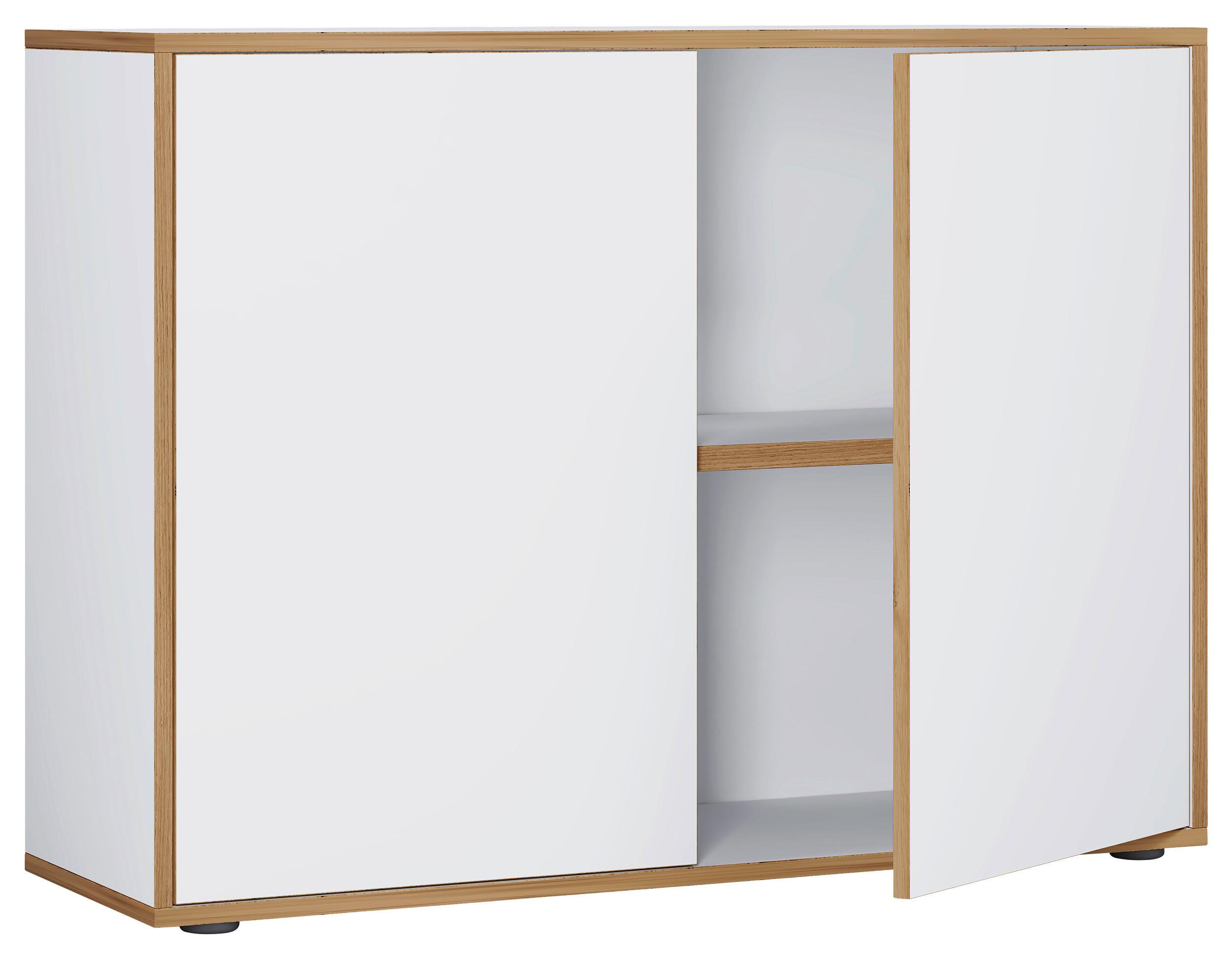 Aktenschrank Weiss/honigeicheca.100x74x33cm - Honigeiche/Weiss, Design, Holzwerkstoff (100/74/33cm) - P & B