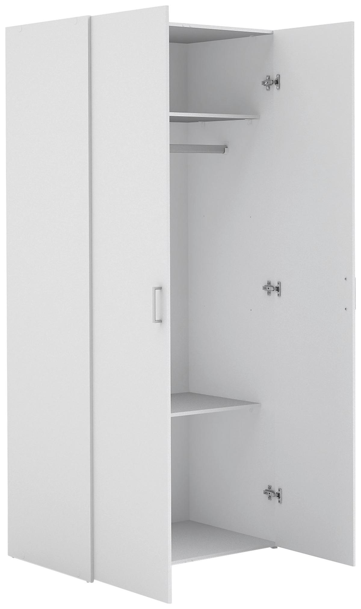 Omara Za Oblačila Space, Bela - srebrne barve/bela, Basics, kovina/leseni material (77,6/175,4/49,5cm) - MID.YOU