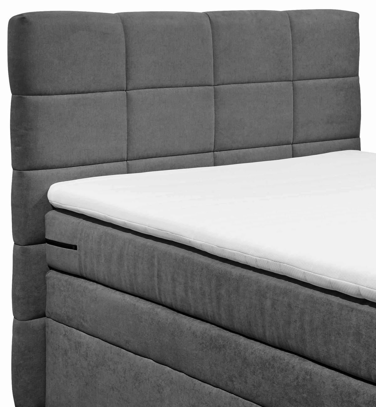 Boxspringbett Tacoma 3 inkl. Topper ca. 120x200cm Anthrazit - Anthrazit, KONVENTIONELL, Kunststoff (120/200cm) - MID.YOU