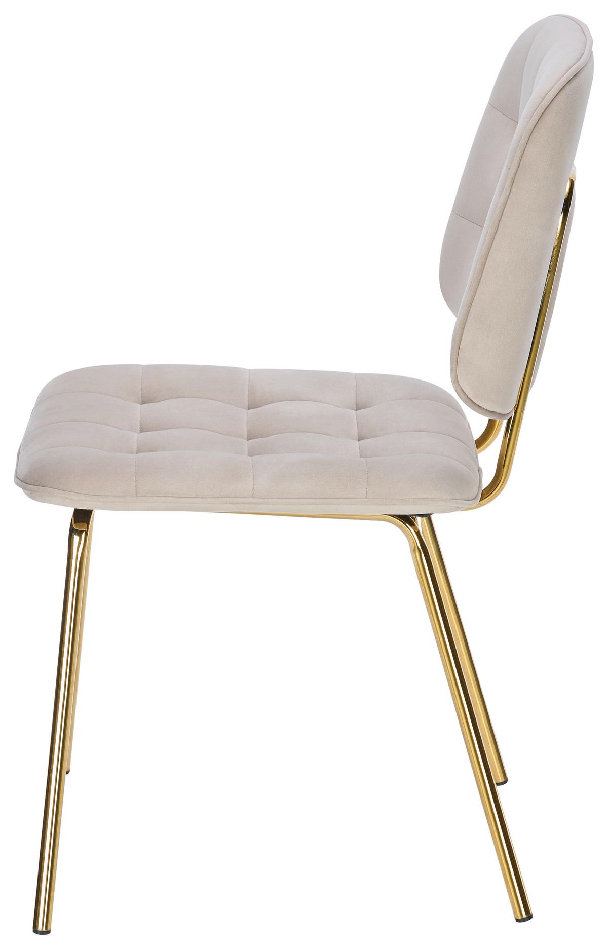 KRZESŁO MARINA SAMT - kolor złoty/taupe, Modern, metal/drewno (49/88/57cm) - Livetastic