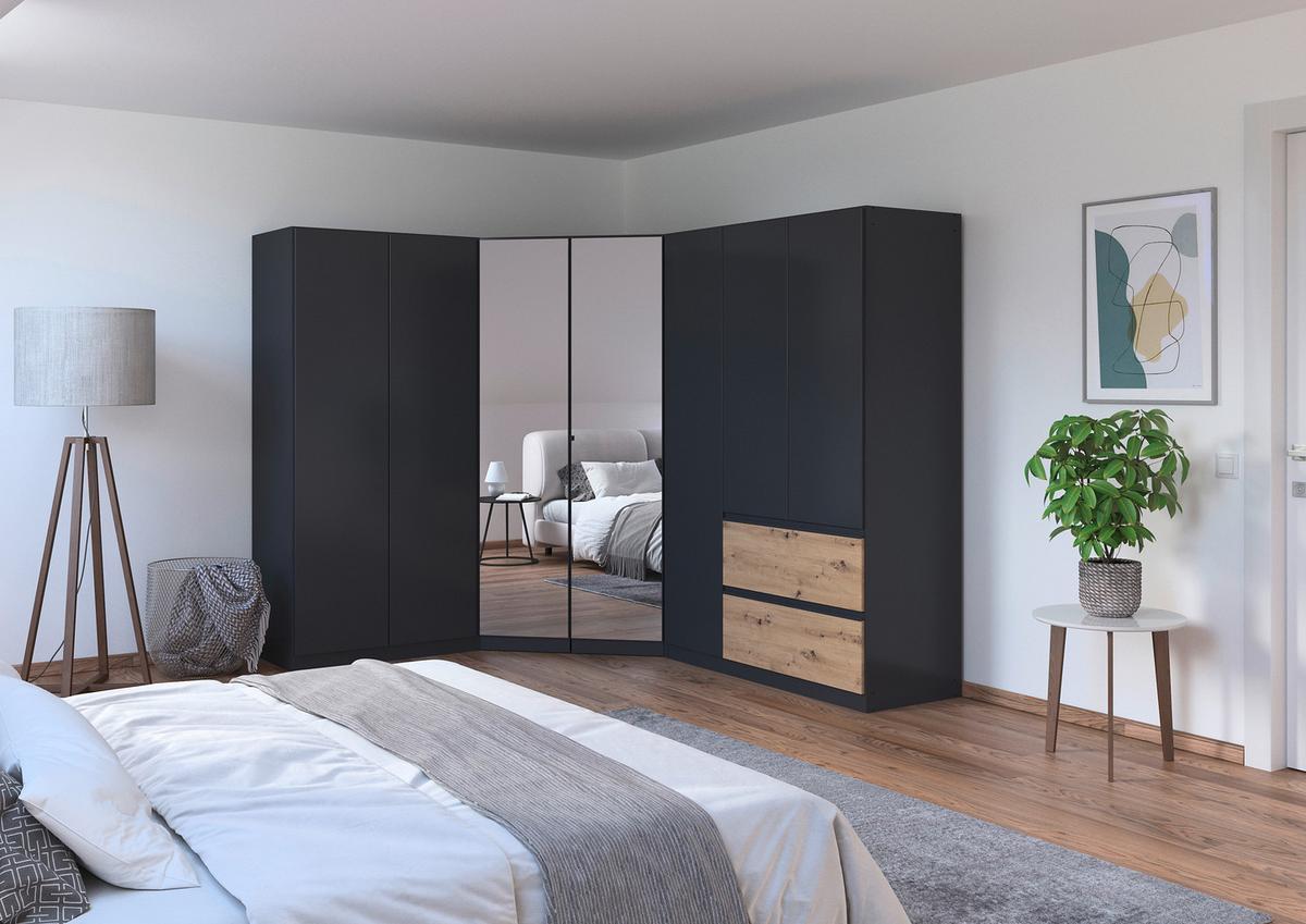 Kotna Omara Za Oblačila Costa, Siva, Barva Hrasta - barve kroma/siva, Moderno, leseni material (208/197/253cm) - Rauch Möbel
