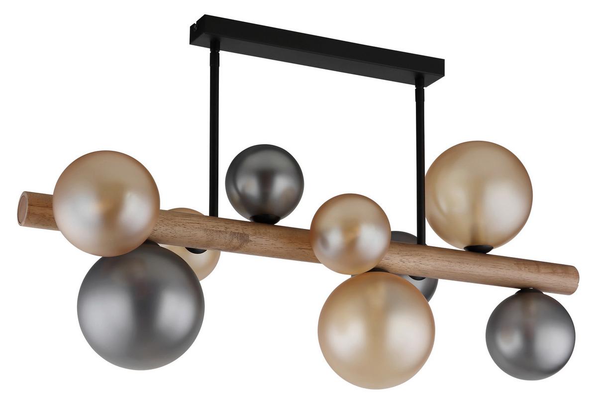 Stropna Svjetiljka Riha - narančasta/tamno smeđa, Basics, staklo/drvo (78/29/45cm) - Globo