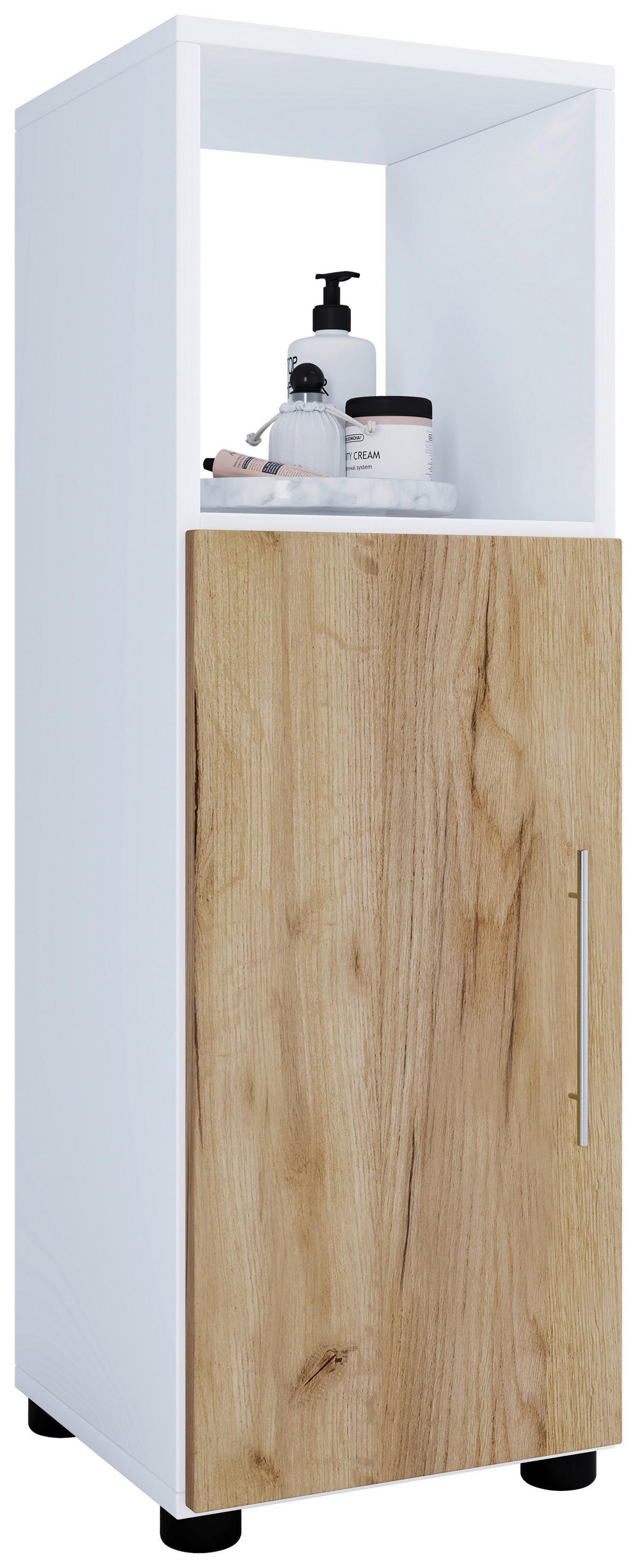Unterschrank Flandu ca. 31x93 cm Honigeiche/Weiß - Honigeiche/Silberfarben, MODERN, Holzwerkstoff/Kunststoff (31/93/30cm) - MID.YOU