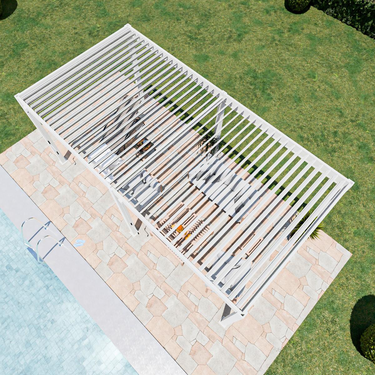 Pergola Superior, Bela, 3x6m - bela/visoki sijaj, Basics, kovina (300/255/600cm) - Gardenson