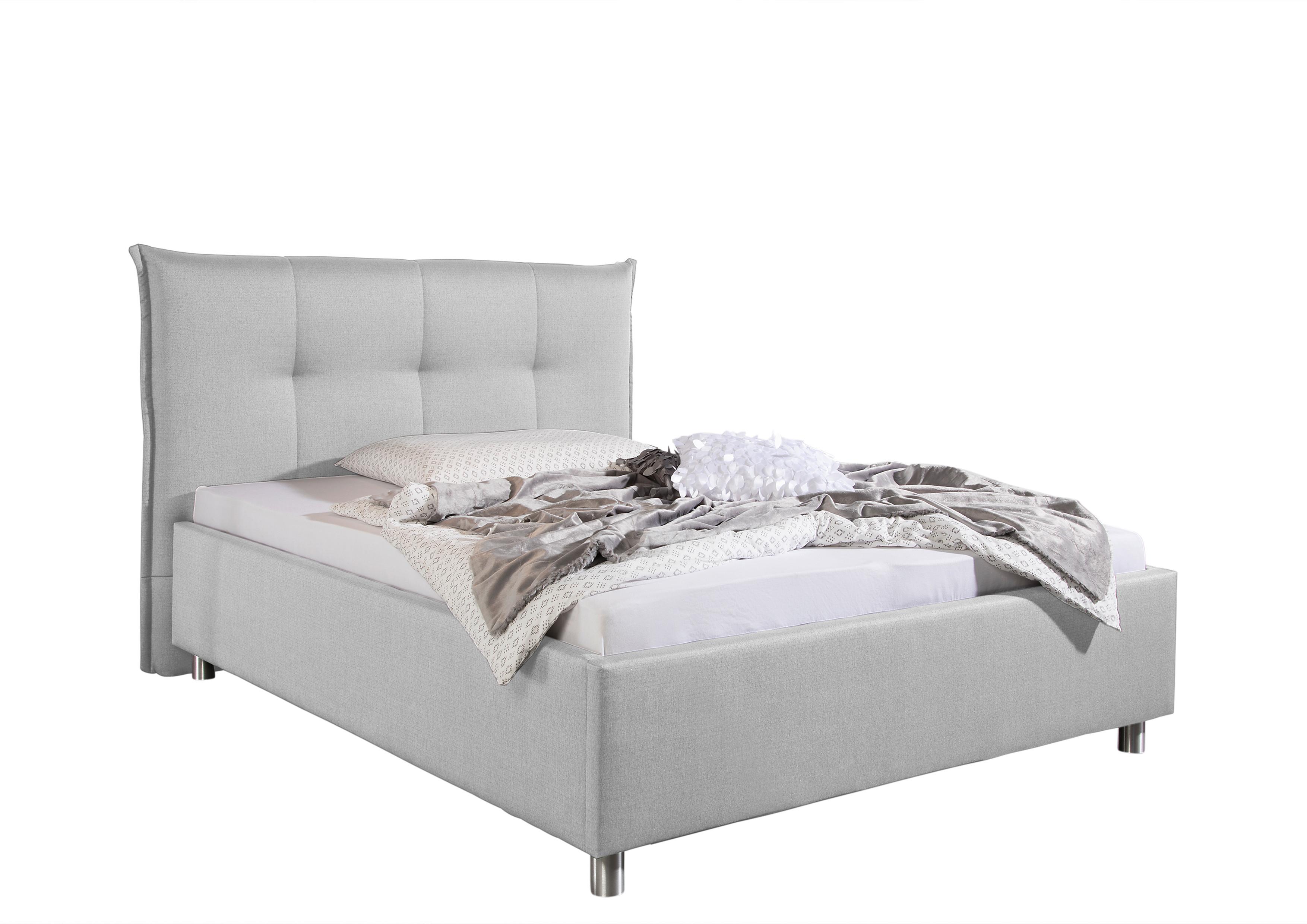 Polsterbett Fraser Hellgrau ca. 100x200 cm - Hellgrau/Alufarben, MODERN, Textil/Metall (100/200cm) - Livetastic