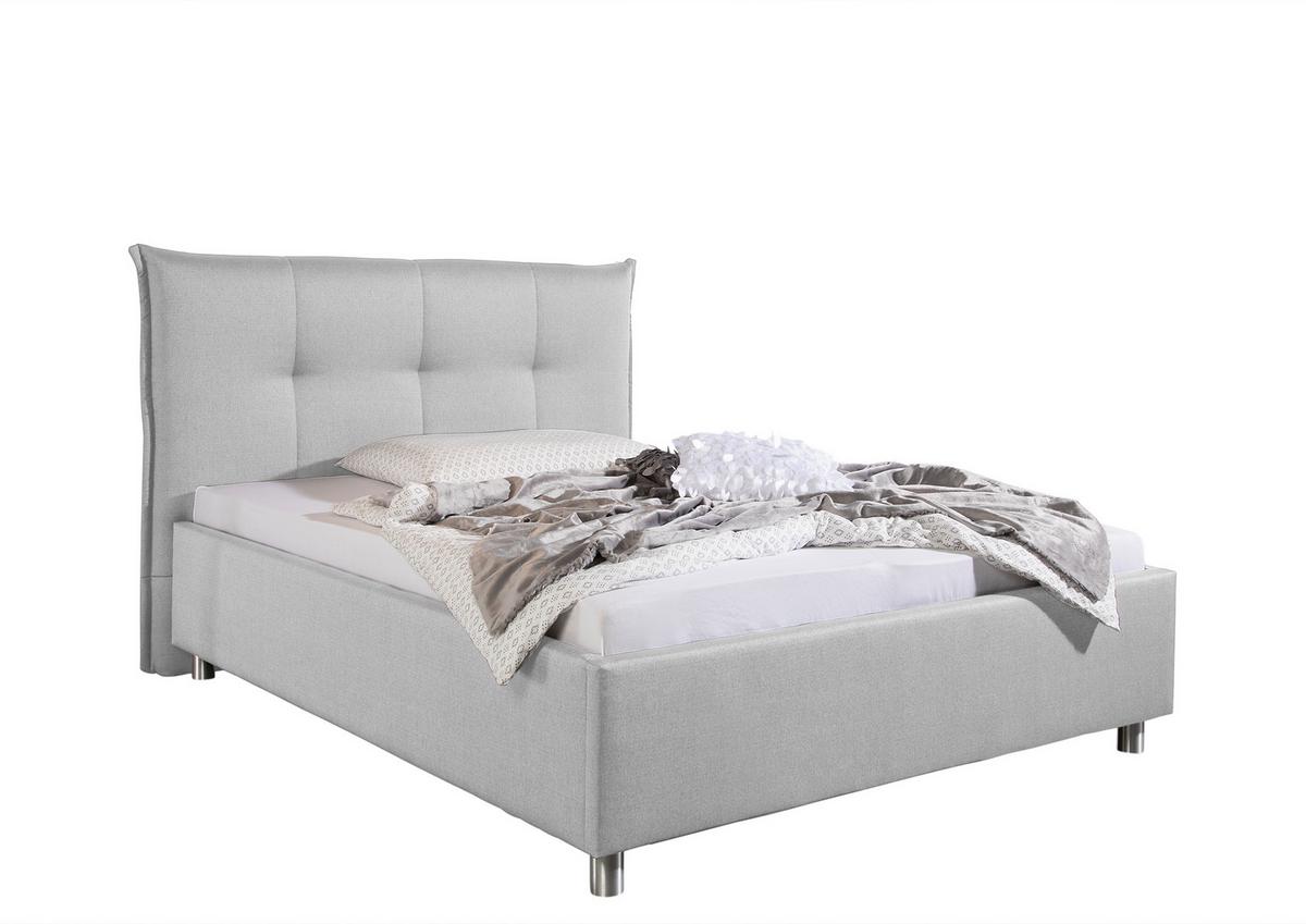 Polsterbett Fraser Hellgrau ca. 100x200 cm - Hellgrau/Alufarben, MODERN, Textil/Metall (100/200cm) - Livetastic
