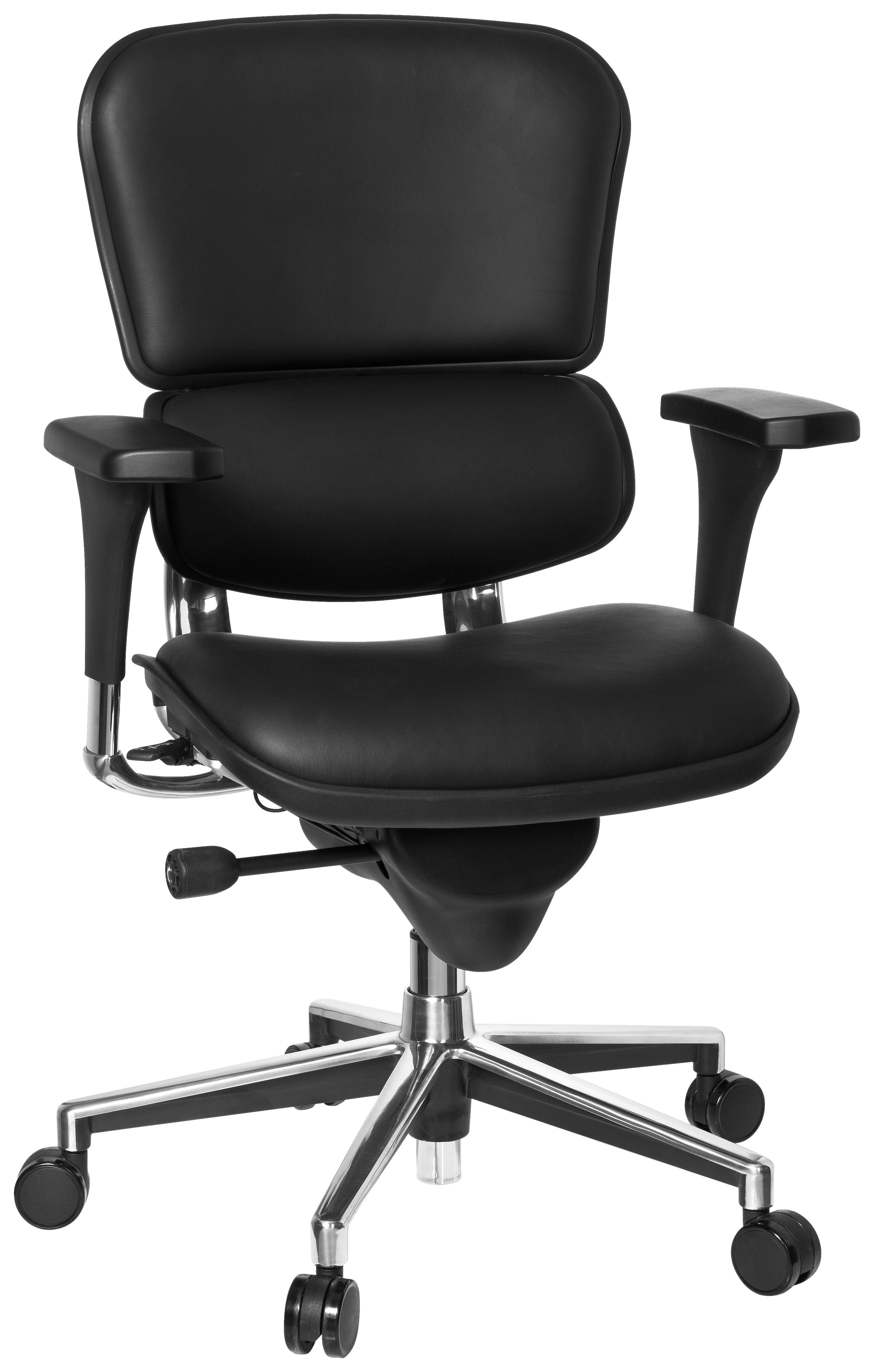 Drehstuhl Ergohuman Base Schwarz - Chromfarben/Schwarz, MODERN, Leder/Kunststoff (61/120/48cm) - MID.YOU