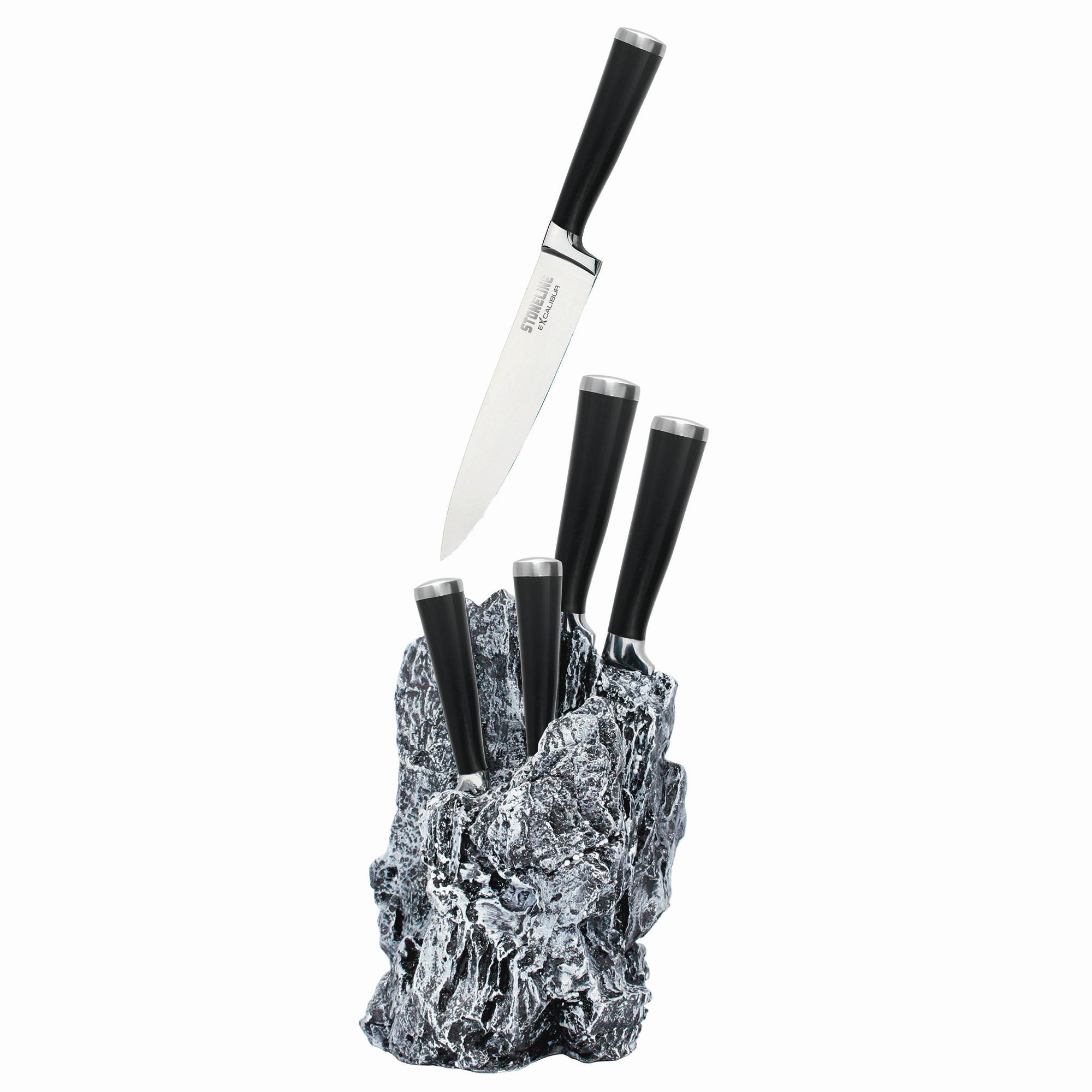 Messerblock Anthrazit, 6-teilig - Anthrazit, Basics, Metall (23,5/39cm) - Stoneline