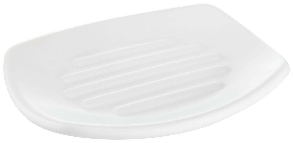 Seifenschale Melrina aus Steinzeug in Weiß - Weiß, KONVENTIONELL, Keramik (13,5/9,7/1,9cm) - Modern Living
