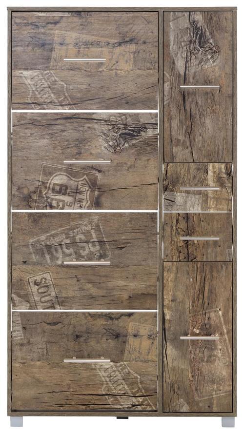 Schuhschrank "Pisa" , eiche - Eichefarben/Silberfarben, Basics, Holzwerkstoff/Kunststoff (88,4/163,7/30cm) - MID.YOU