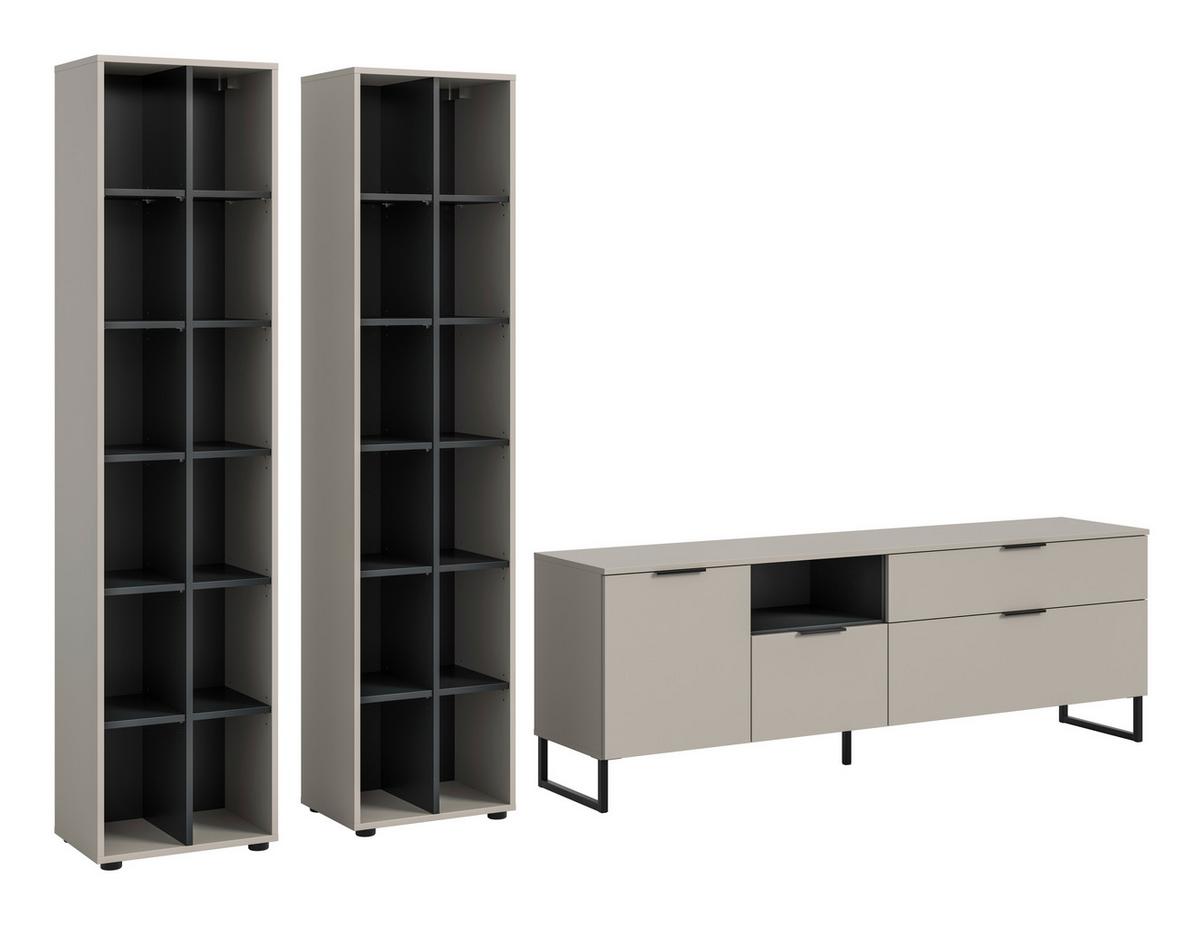 Dnevni Regal Noida, Kašmir, Črna, 3-Delni - kašmir/črna, Design, kovina/umetna masa (305/192/41cm) - Livetastic