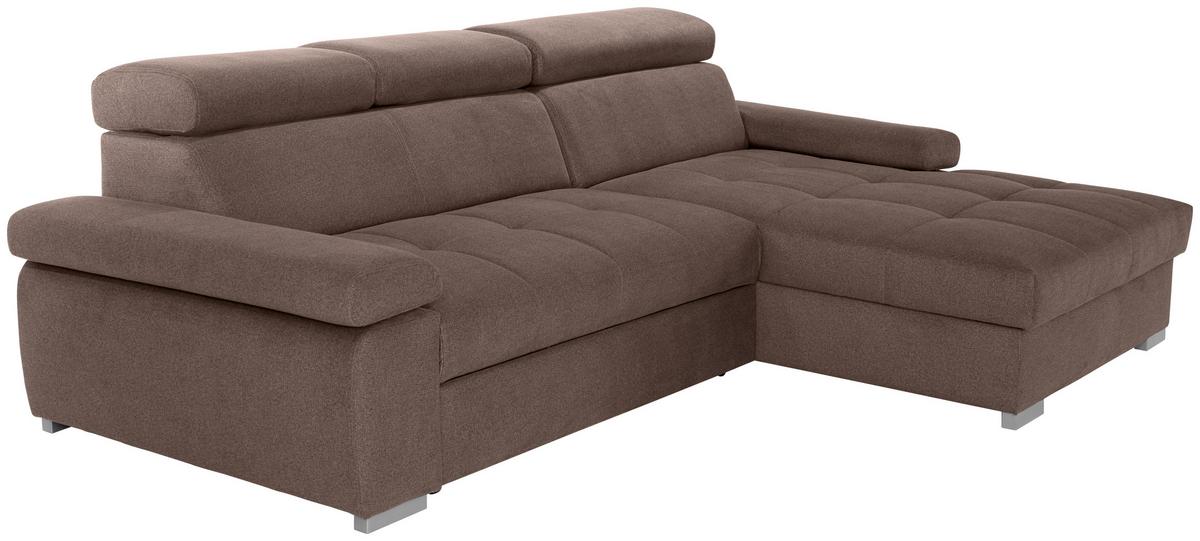 Kutna Garnitura Perry - srebrne boje/smeđa, Design, tekstil/drvo (292/183cm) - Modern Living