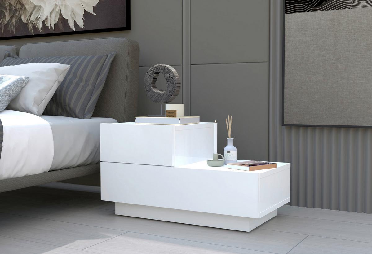 NACHTTISCH KAYRA NACHTTISCH - Weiss, Design, Holzwerkstoff (70/39/30cm) - Livetastic