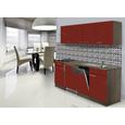 Küchenblock ECONOMY 195 - Eichefarben/Rot, KONVENTIONELL, Holzwerkstoff (195/200/55cm) - Livetastic Küchenblock ECONOMY 195 - Eichefarben/Rot, KONVENTIONELL, Holzwerkstoff (195/200/55cm) - Livetastic