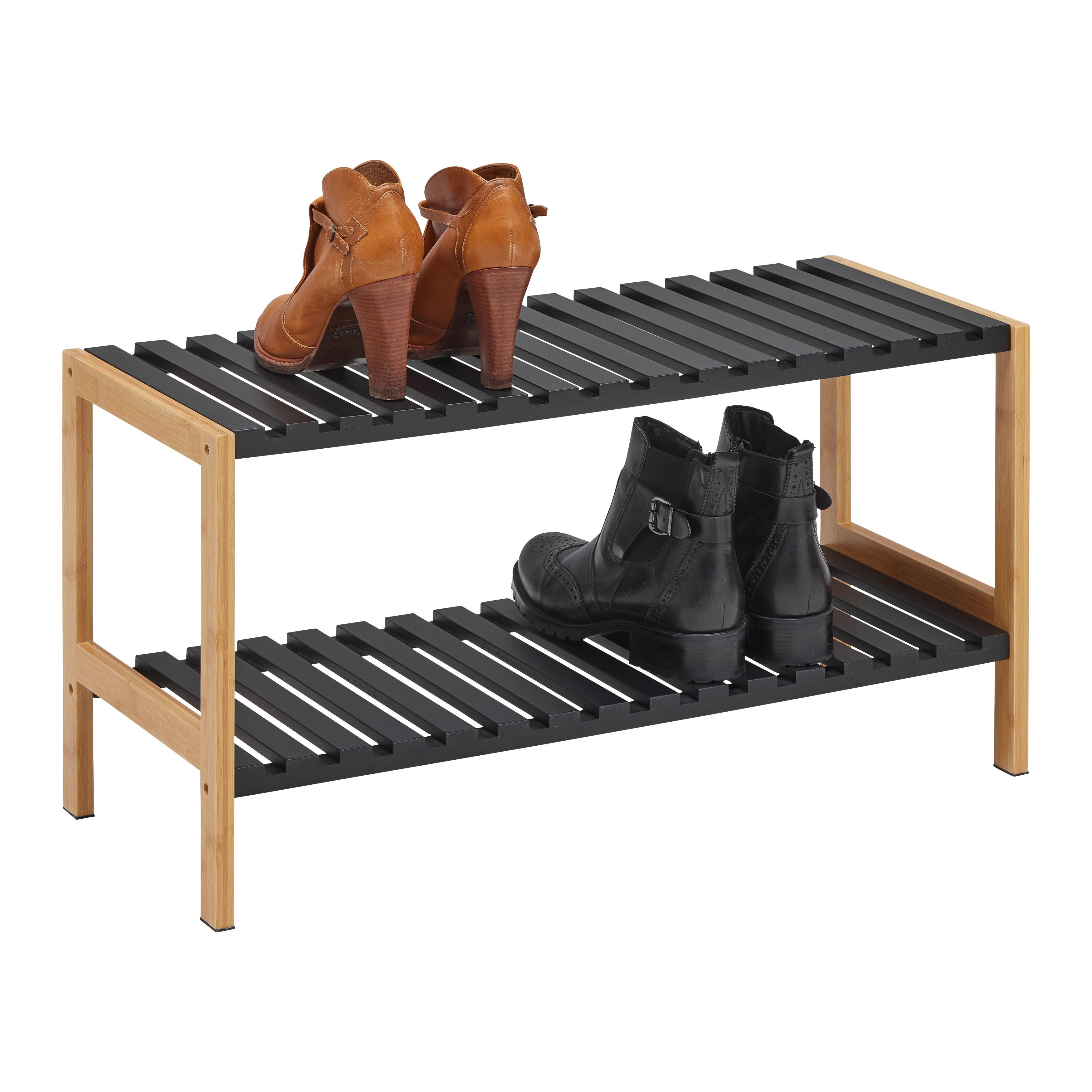 SKOHYLLA ELSA -SB- - svart/naturfärgad, Modern, trämaterial/naturmaterial (70/36/30cm) - Mömax