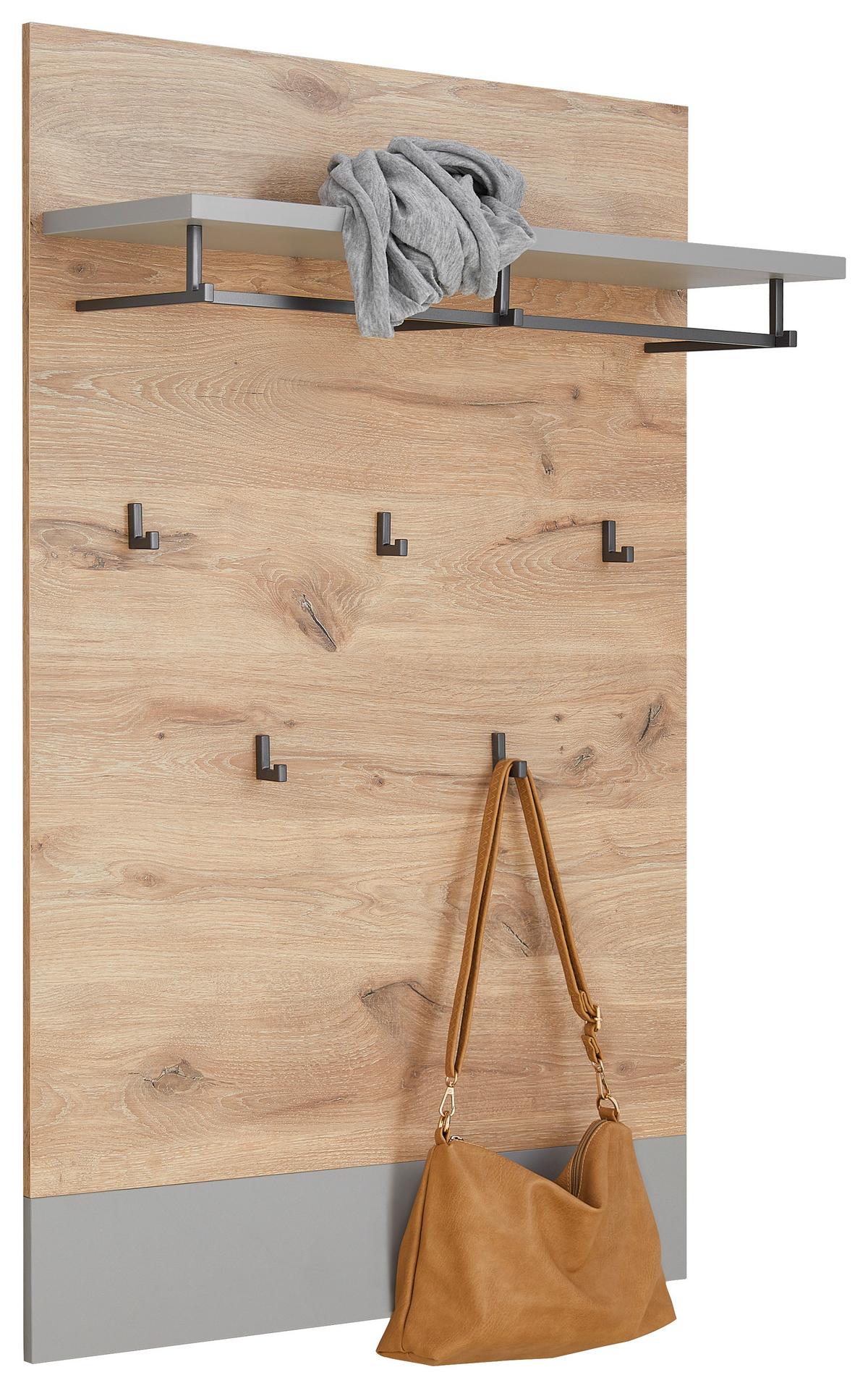 Garderobenpaneel Dynamic in Hellgrau - Modern, Holzwerkstoff (80/120/28cm) - Mömax