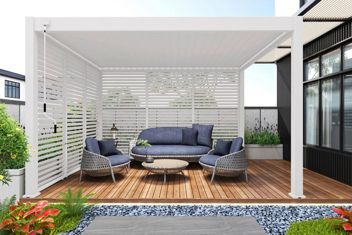 Pavillon-Seitenteil ca. 113x235 cm Aluminium Weiß - Weiß, Basics, Metall (113/235/8cm) - Gardenson