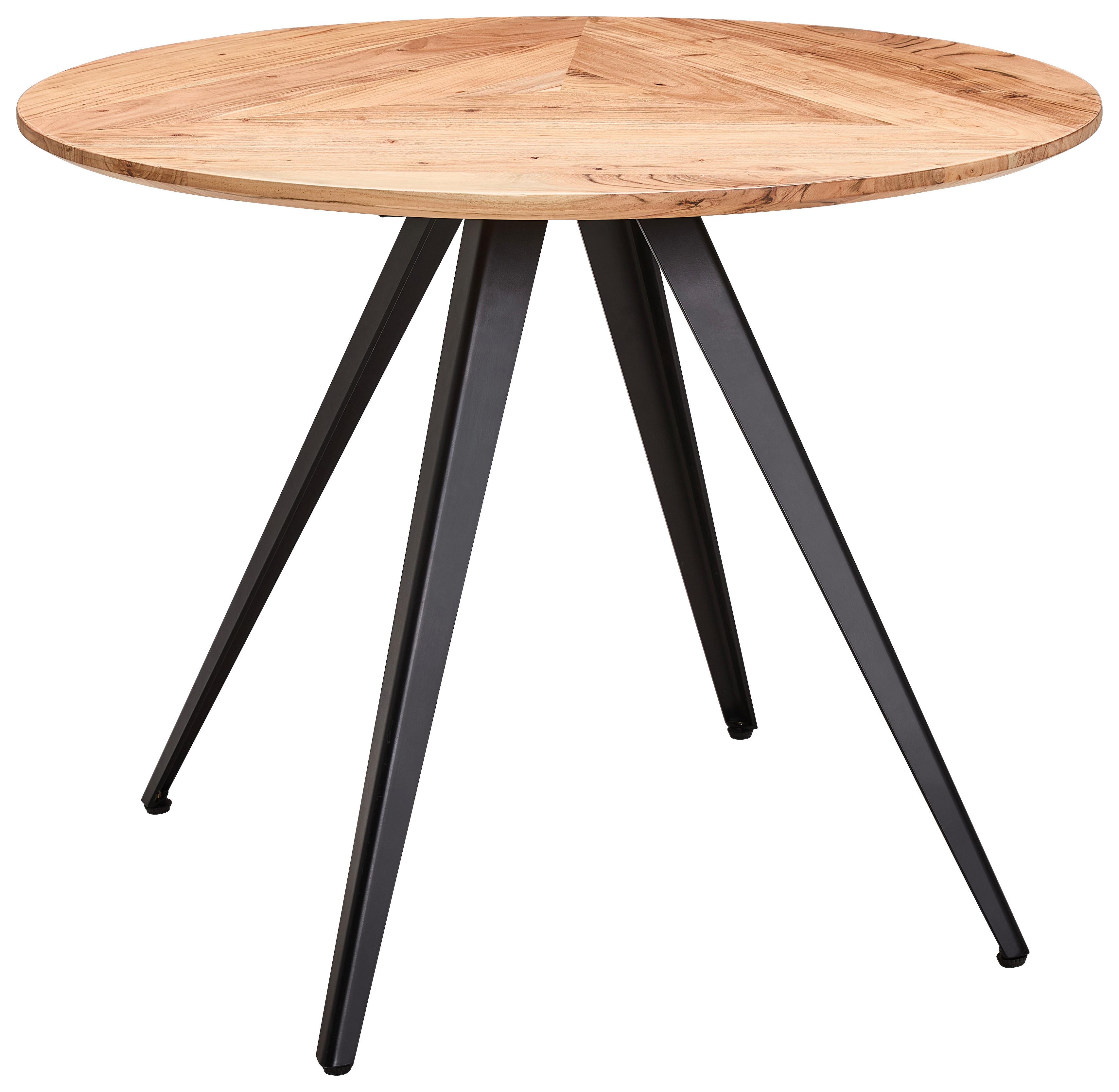 STÓŁ DO JADALNI OLAF -EXKLUSIV- - kolor akacjowy/czarny, Lifestyle, metal/drewno (100/100/76cm) - Landscape