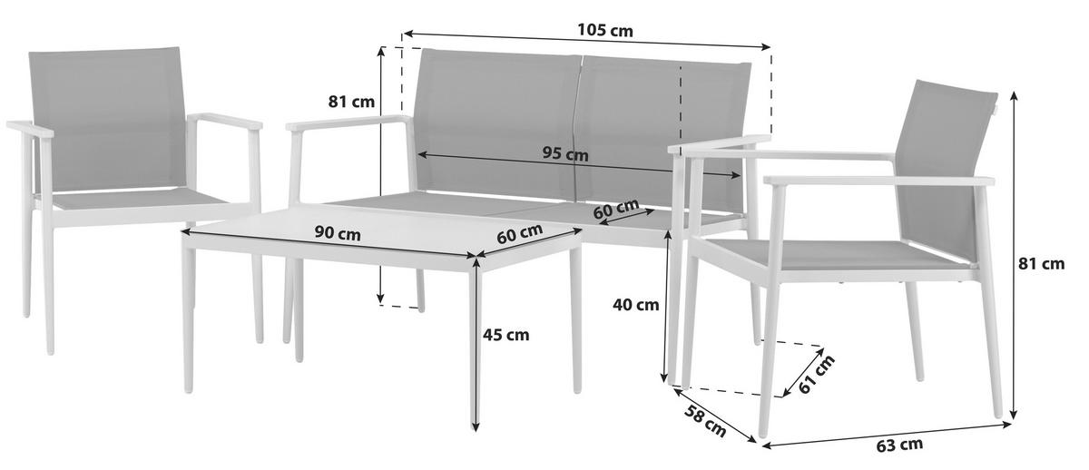 GARTENGARNITUR BREAK - Schwarz, KONVENTIONELL, Glas/Textil - Gardenson