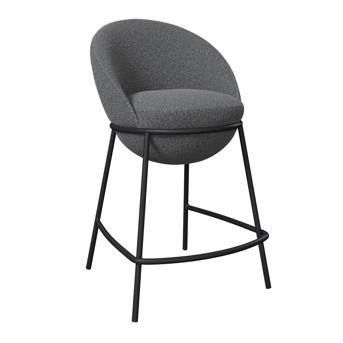 Barhocker Zoa Grau Struktur Gepolstert - Schwarz/Grau, MODERN, Holz/Textil (50/110/58cm) - Bessagi Home