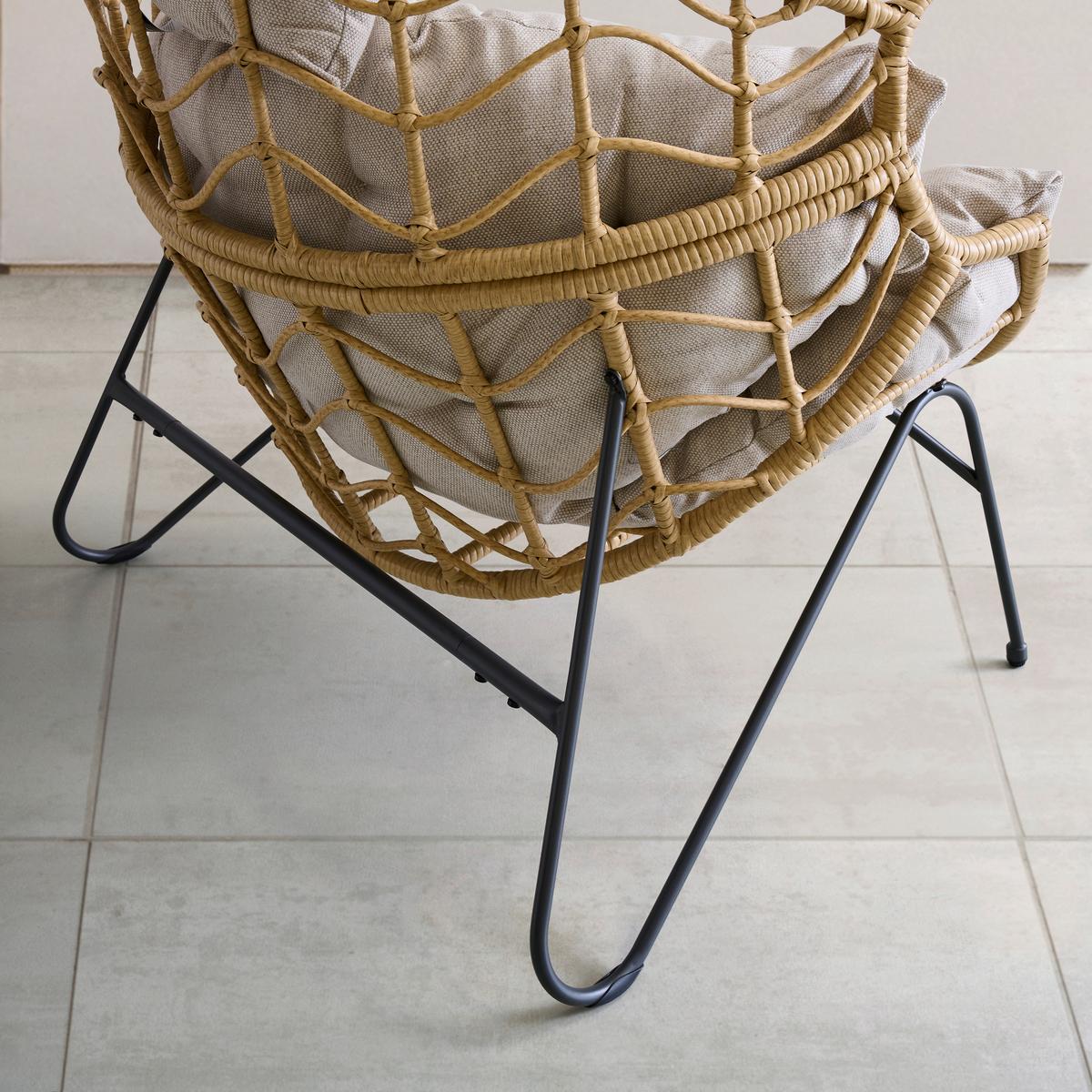 Gartenmuschel Marike in Natur/Schwarz/Beige - Beige/Schwarz, Modern, Kunststoff/Textil (98/146/95cm) - Mömax