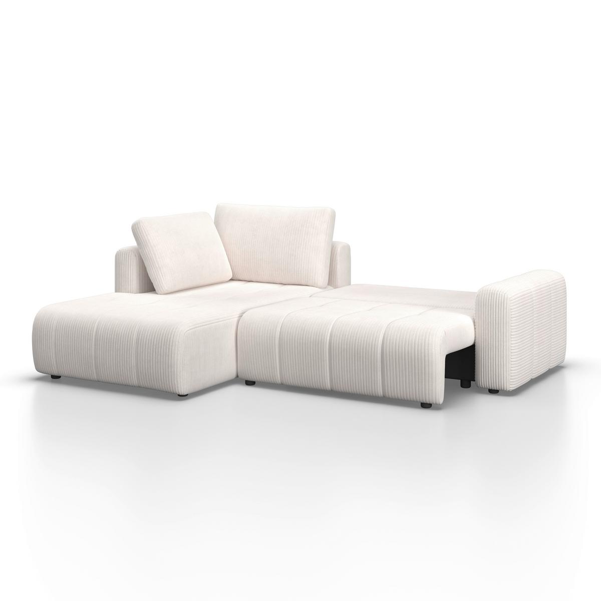Canapea modulara GIA - alb, Modern, lemn/textil (261/197cm) - Bessagi Home