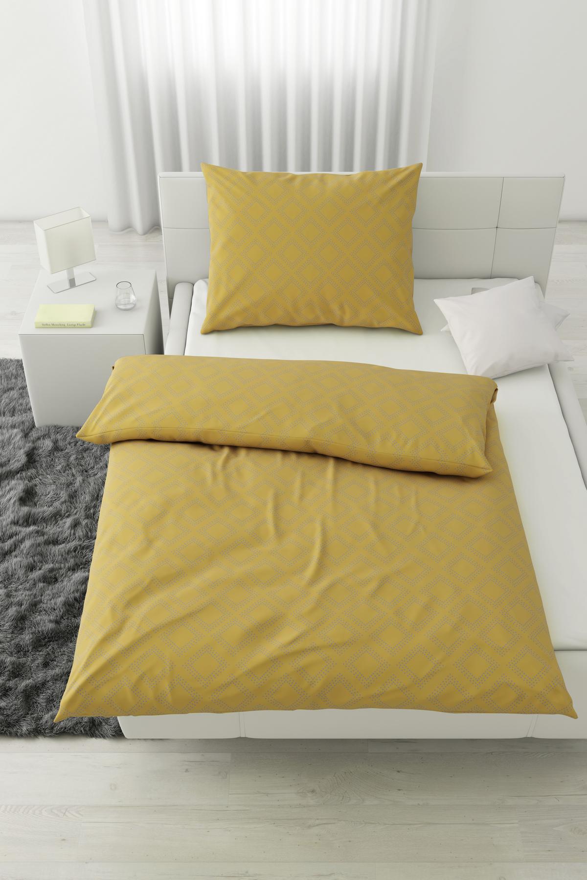 Bettwäsche Ornament ca. 160x210cm - Gelb/Grau, Lifestyle, Textil (160/210cm) - Modern Living