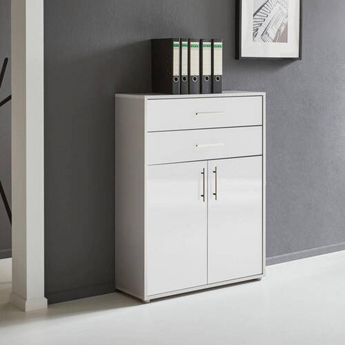 Aktenschrank Office Edition Grau/Weiß - Weiß Hochglanz/Grau, MODERN, Holzwerkstoff (84,5/114/33cm) - MID.YOU