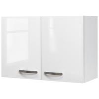 Küchenoberschrank Alba Weiß - Edelstahlfarben/Weiß Hochglanz, MODERN, Holzwerkstoff/Metall (80/54,8/32cm) - FlexWell