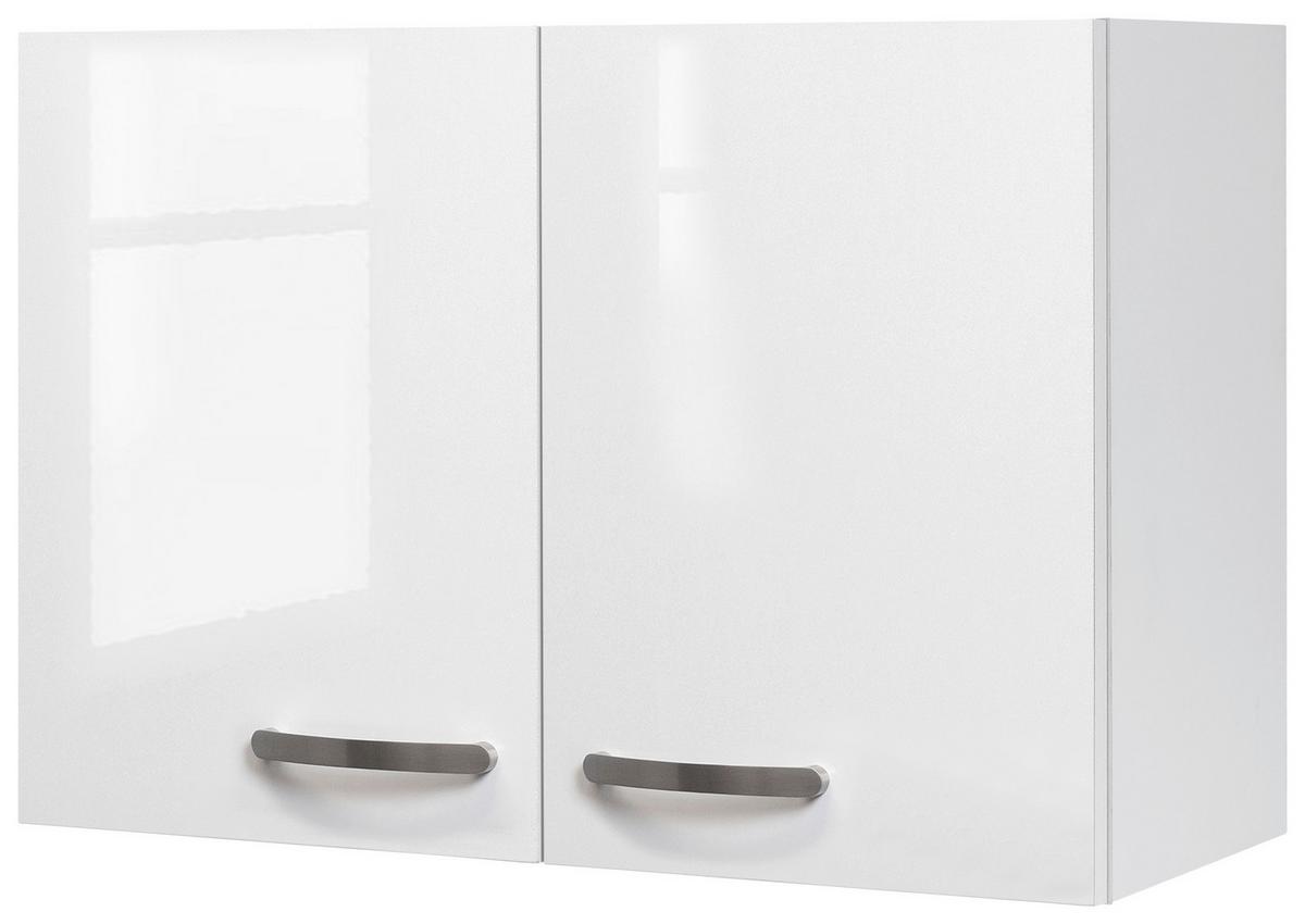 Küchenoberschrank Alba Weiß - Edelstahlfarben/Weiß Hochglanz, MODERN, Holzwerkstoff/Metall (80/54,8/32cm) - FlexWell