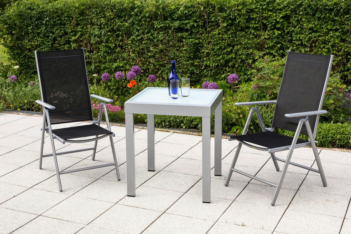 Vrtni Set Amalfi, 3-Delni, Črna - srebrne barve/črna, Moderno, kovina/tekstil - Gardenson