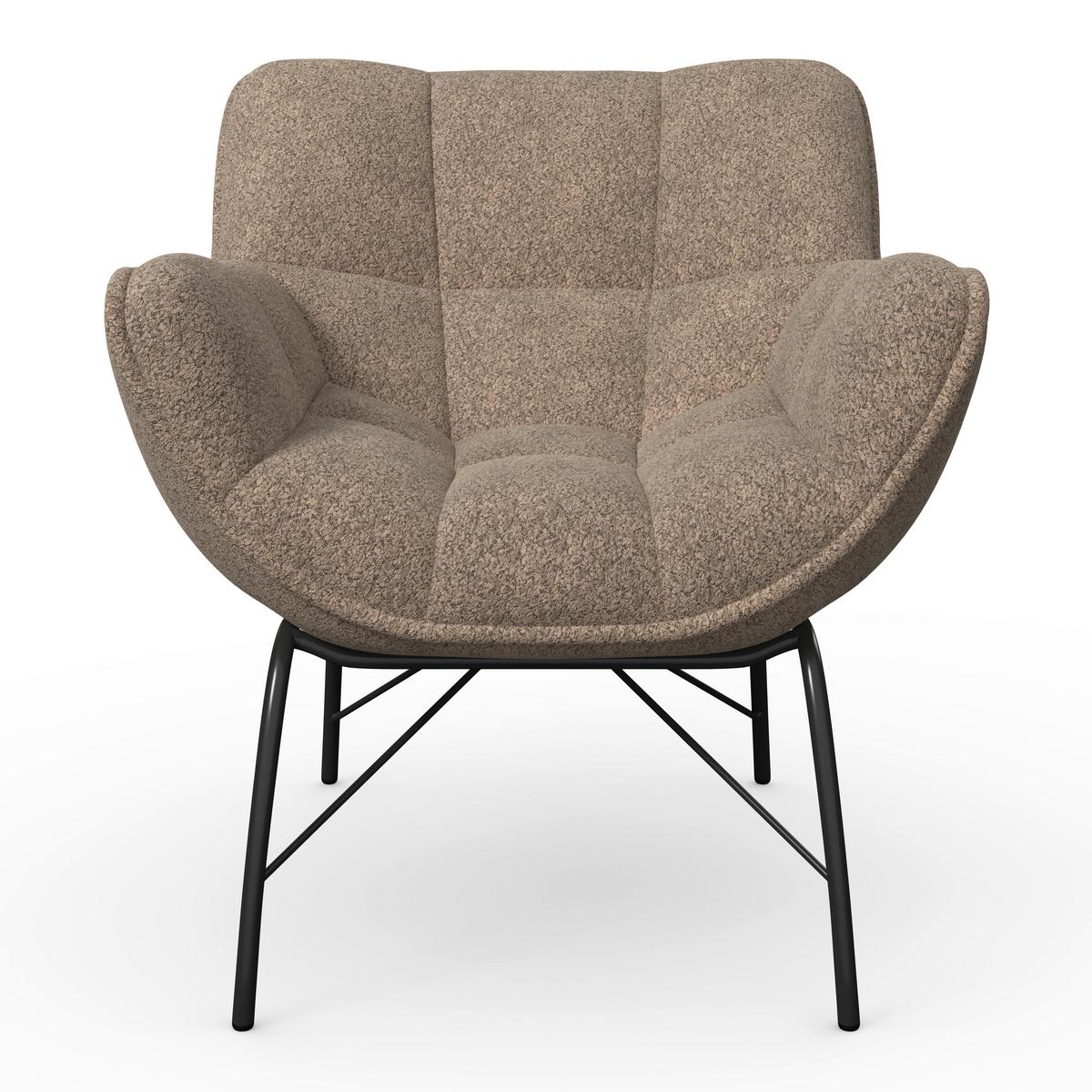 Relaxsessel Robin Bouclé Braun - Schwarz/Braun, MODERN, Textil/Metall (72/78/81cm) - Bessagi Home