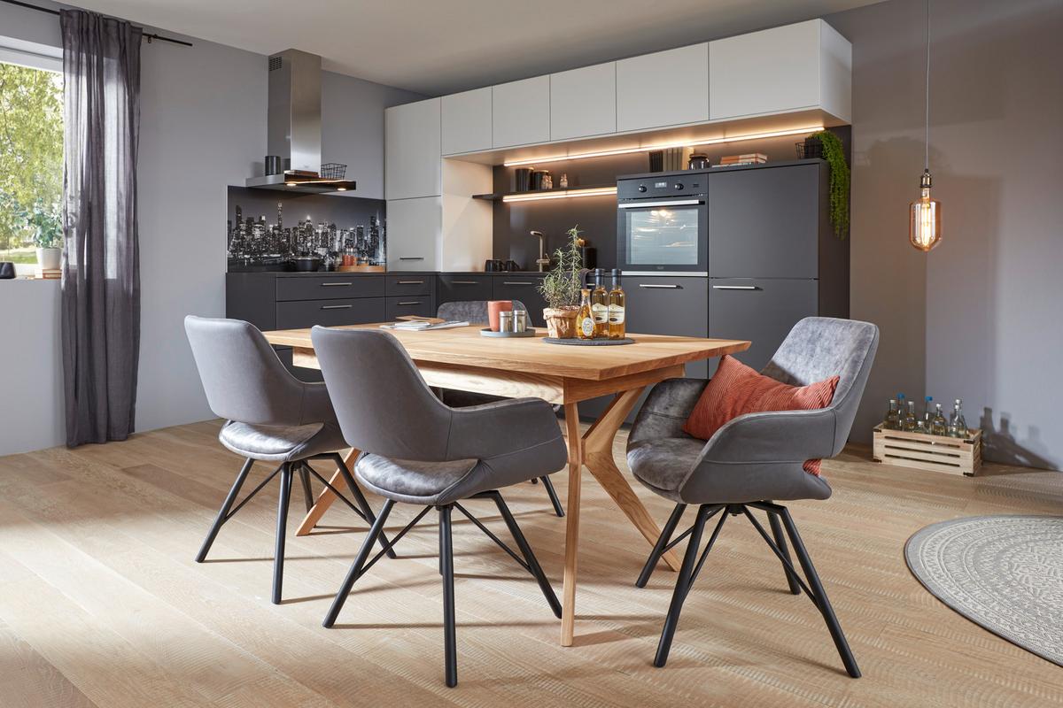 Eckküche Softlack Graphit - Graphitfarben/Weiß, MODERN, Holzwerkstoff/Metall (200/335cm) - Nolte Küchen