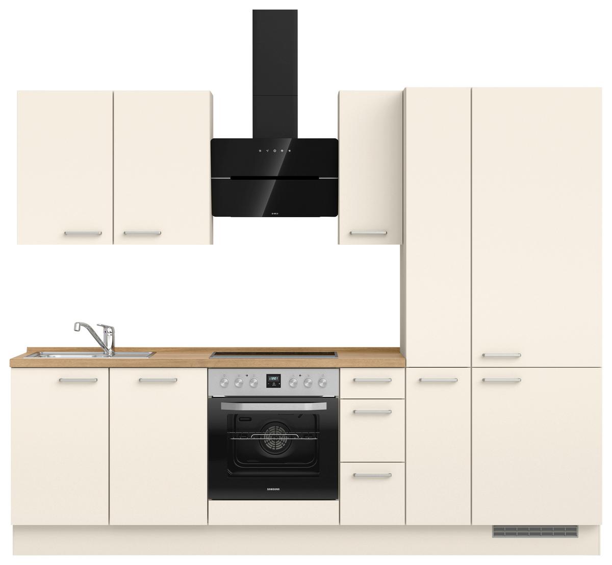 Küchenblock Touch High m. Geräten Magnolie - Edelstahlfarben/Eichefarben, MODERN, Holzwerkstoff/Metall (270cm) - Nobilia