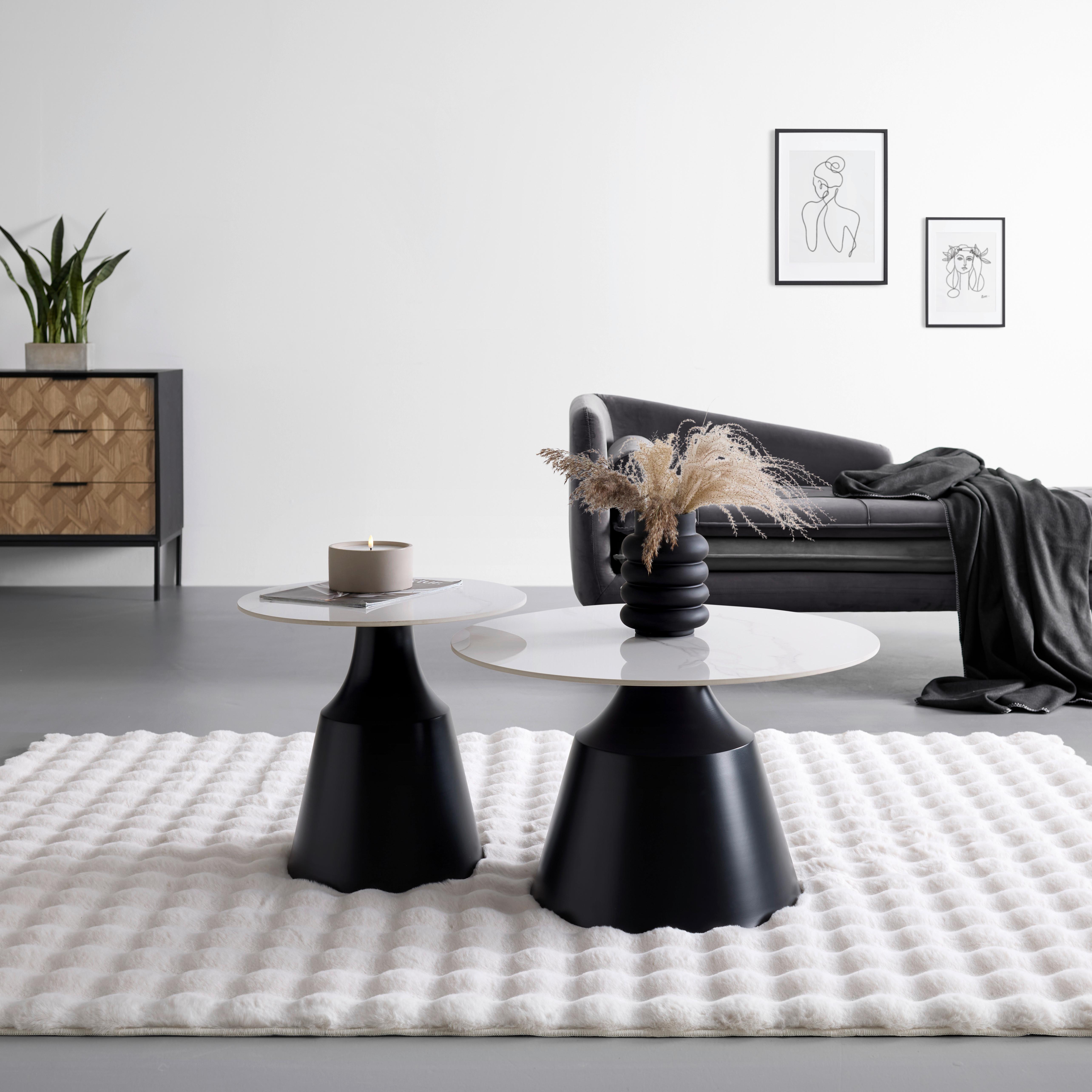 SOFFBORD NOAH - vit/svart, Modern, metall/keramik (70/50/70/50/43/48cm) - Mömax