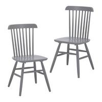 Stuhl-Set Pedro Grau lackiert Buche massiv - Grau, MODERN, Holz (48/89/52cm) - Bessagi Home