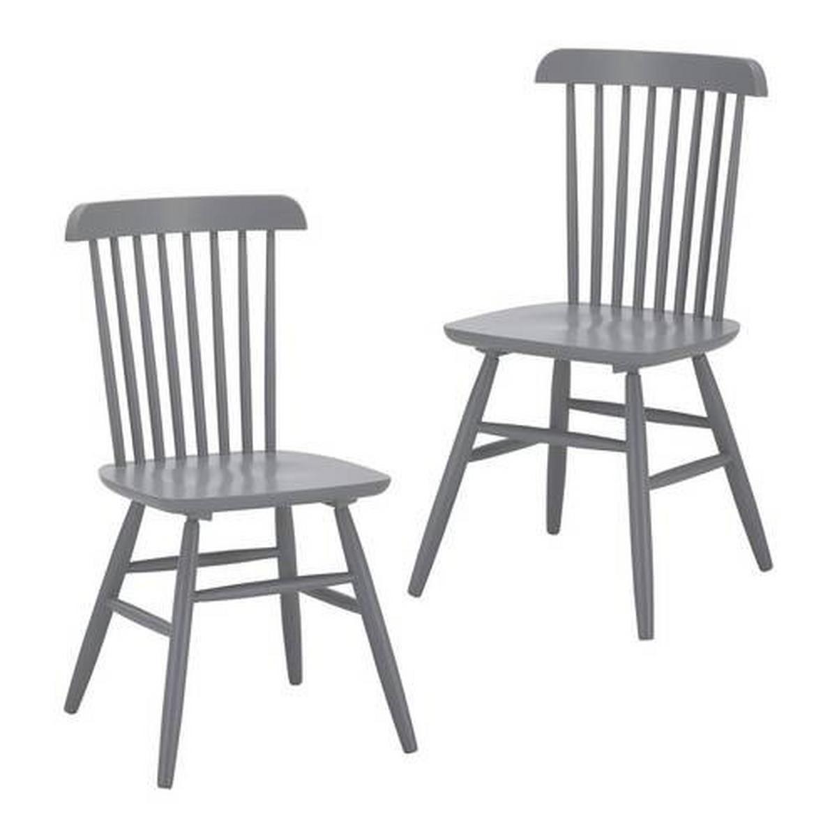 Stuhl-Set Pedro Grau lackiert Buche massiv - Grau, MODERN, Holz (48/89/52cm) - Bessagi Home