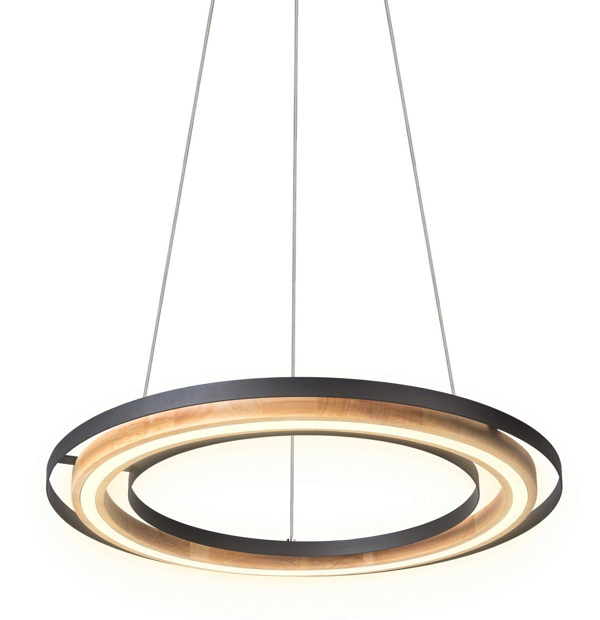 LED-HÄNGELEUCHTE 32375608X RILAS - Eichefarben/Schwarz, Design, Holz/Metall (56,5/150cm) - Globo